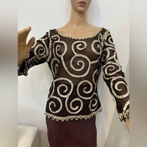 Richly Embroidered Mesh Blouse